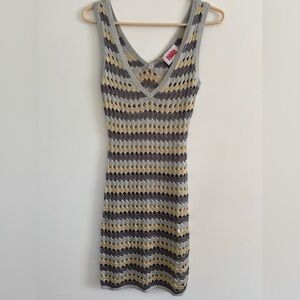 SOLID & STRIPED Gray and‎ Cream Mini Dress